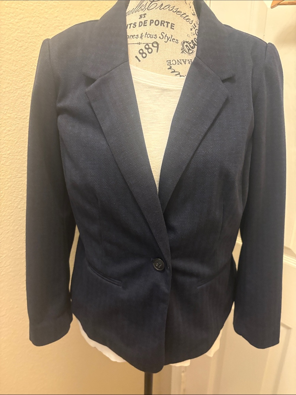Kensie Navy Blue Single-Button Blazer A133